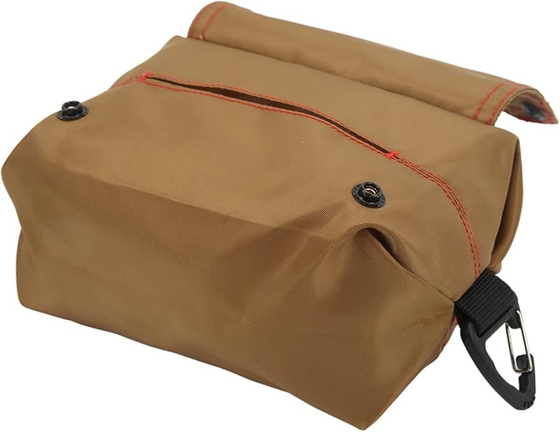 Brown Vintage Napkin Storage Bag Portable Car Tissue Holder For Camping Travel Picnic - Image 2